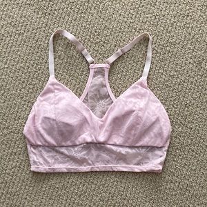 Fabletics Pale Pink Lacy Sports Bra Light Support Size XS Ballet Barbie Like New